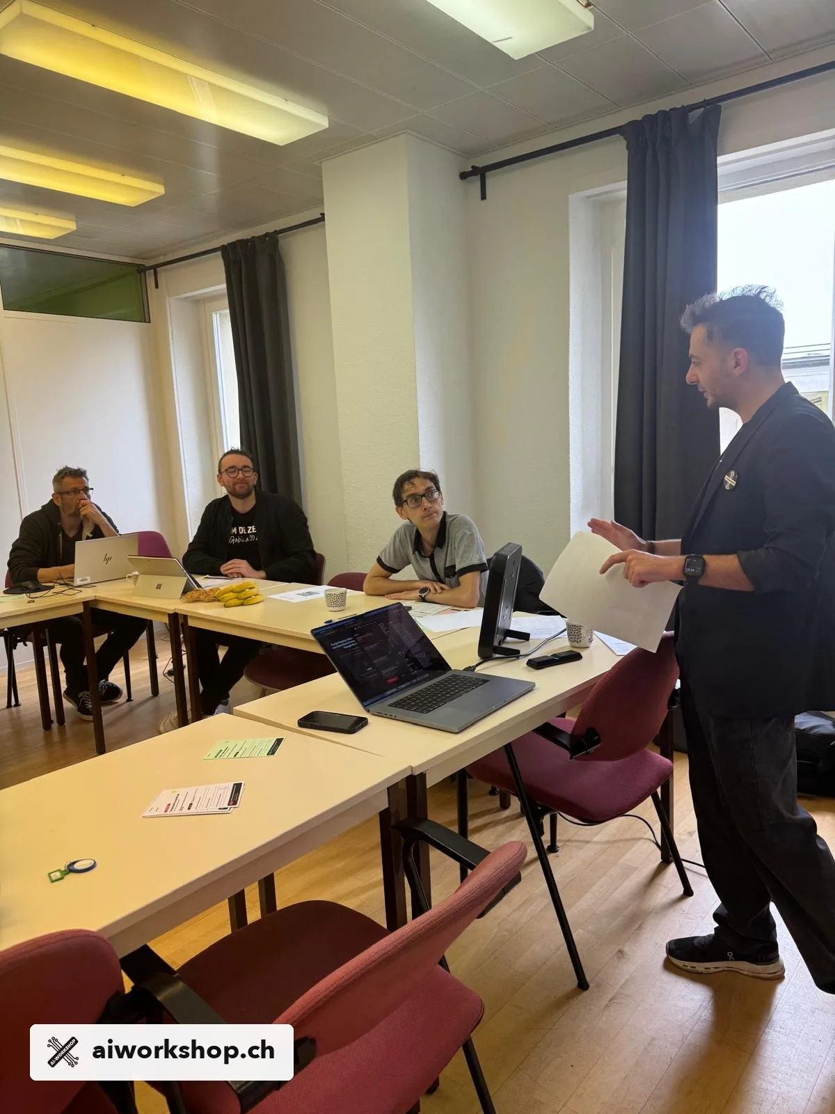 Participants mapping an agent workflow with the Agent Design Canvas in Lausanne